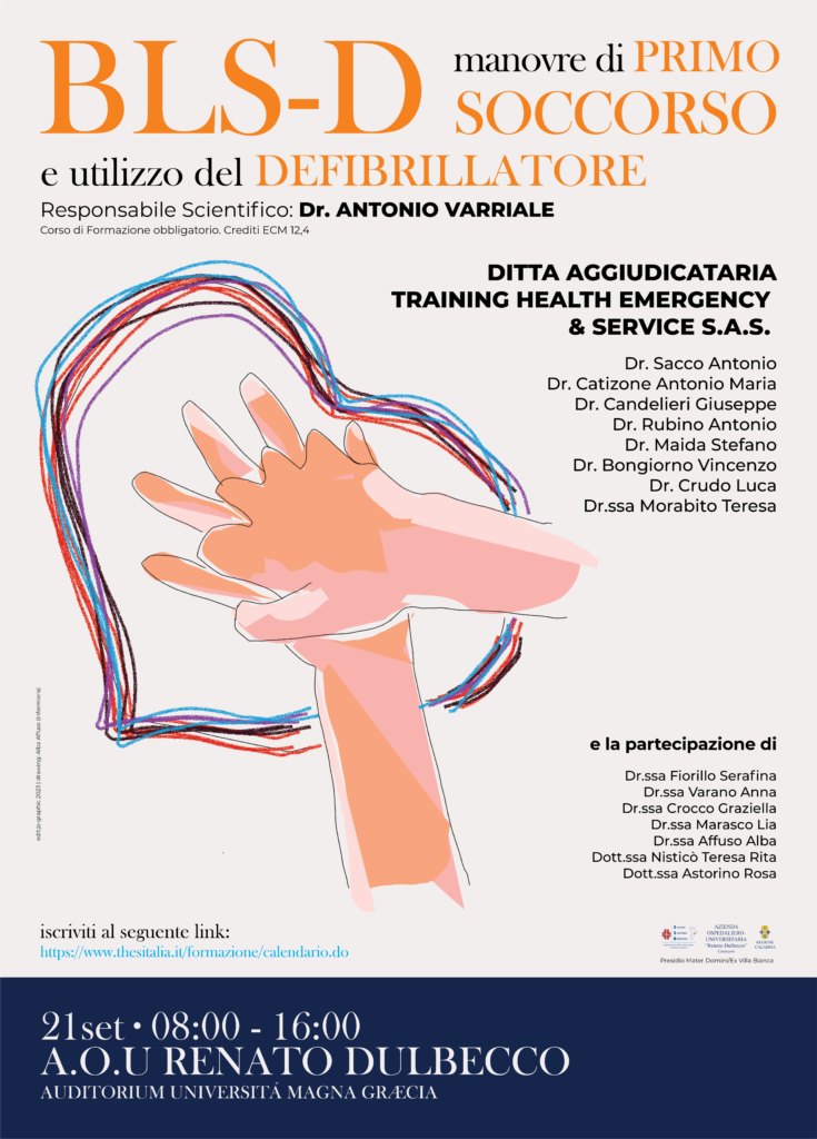 Manifesto del corso di formazione BLS-D manovre di primo soccorso e utilizzo del defibrillatore. 21 settembre 2023.
