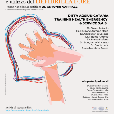 L'illustrazione di due mani che praticano il massaggio cardiaco.
