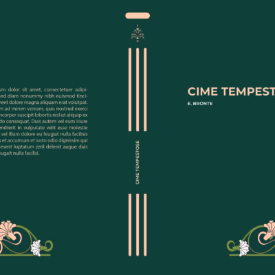 Un impianto in stile liberty fa da cornice a colori che richiama boschi e foreste e lettering