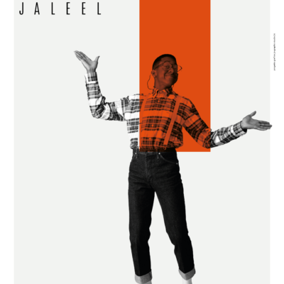 Jaleel White alias Steve Urkel con rettangolo arancione