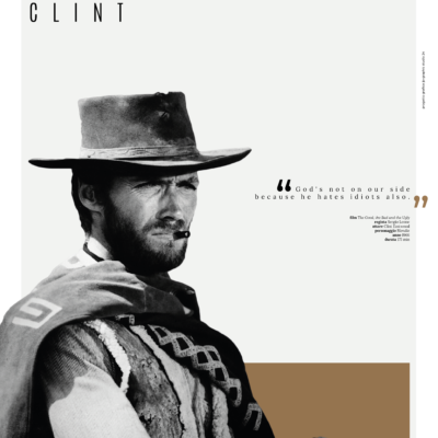 Clint Eastwood con rettangolo marrone